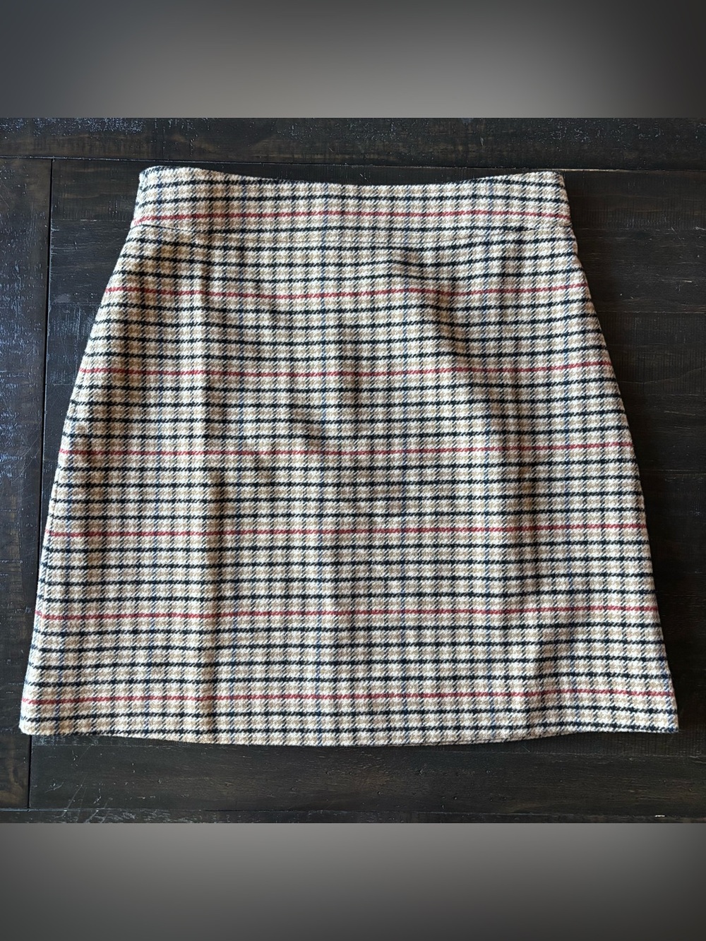 J. Crew Plaid Wool Midi Skirt